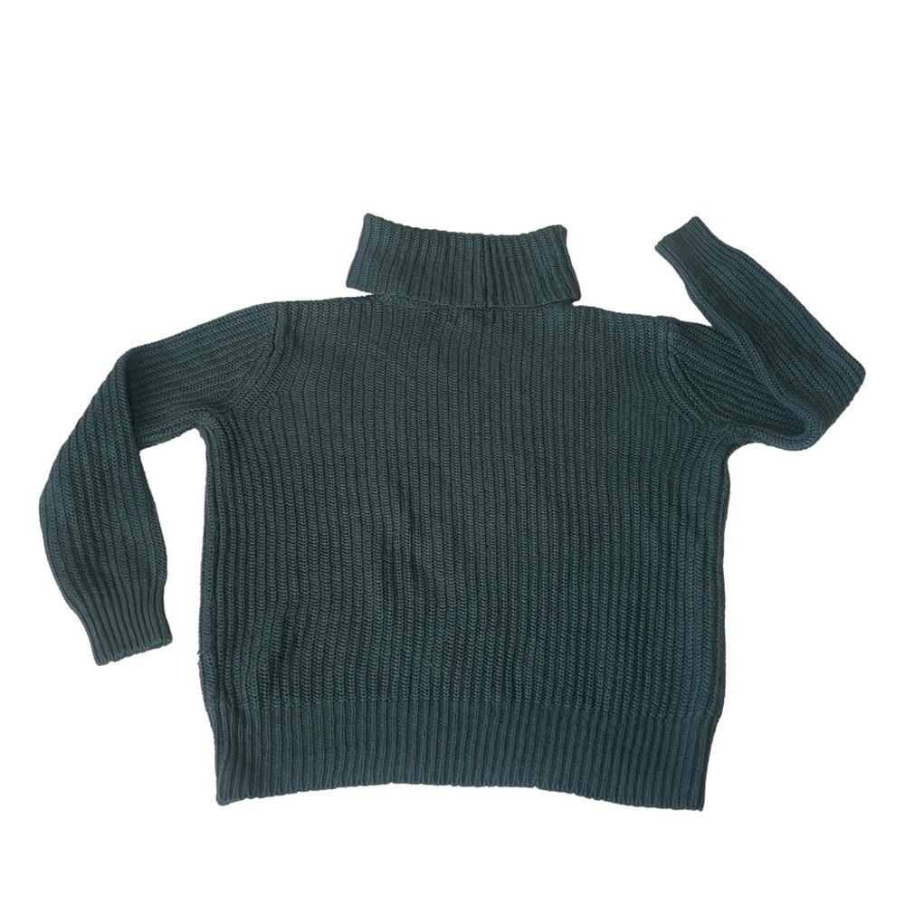 Pink Republic Dark Green Knitted Turtle Neck Long Sleeve Sweater Women Medium - Picture 3 of 5